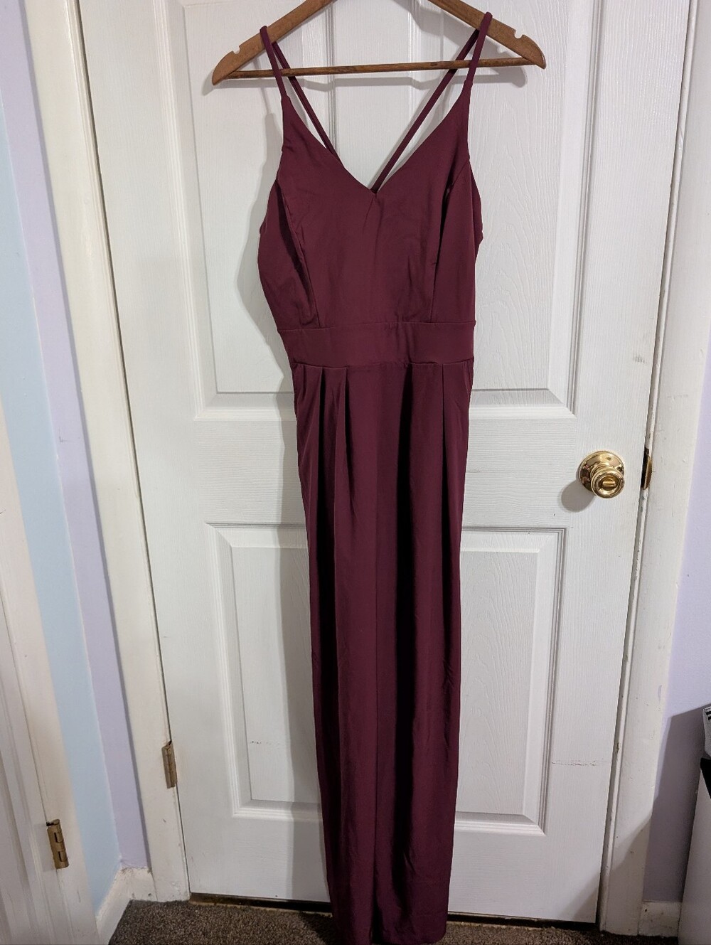 Halara Womens Jumpsuit Red Maroon Sleeveless Top Pants Pockets Size Medium